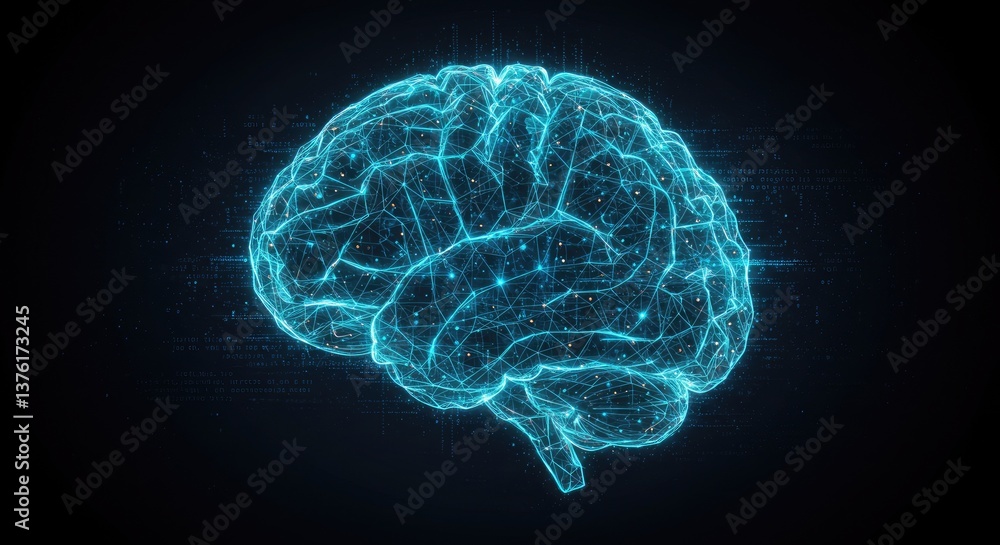 A Glowing Digital Brain Composed Entirely of Interconnected Nodes and Data Streams, Resembling a Vast Artificial Intelligence Network- A Glowing Digital Brain Composed Entirely of Interconnected Nodes and Data Streams, Resembling a Vast Artificial Intelligence Network-