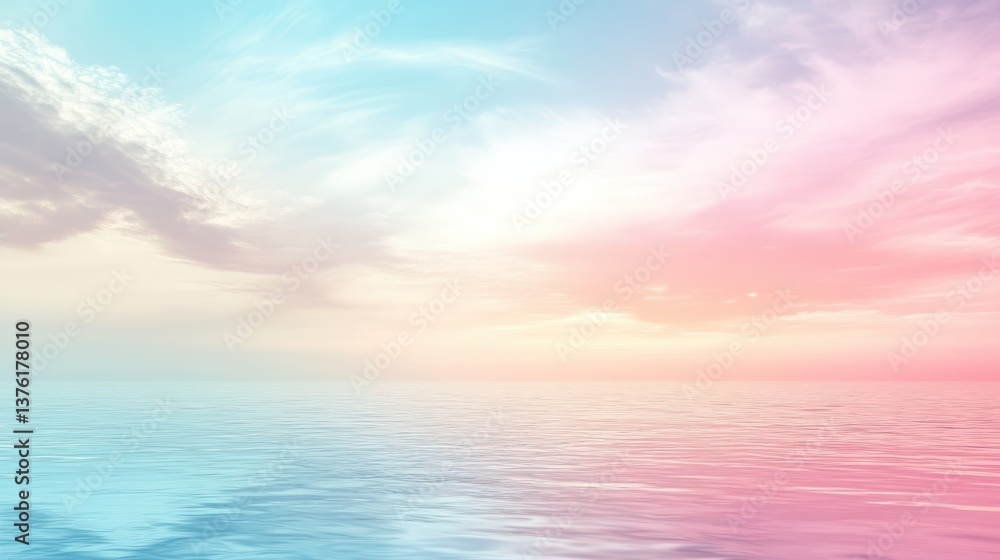 Fototapeta premium Pastel sky and sea, soft colors, dreamy landscape.