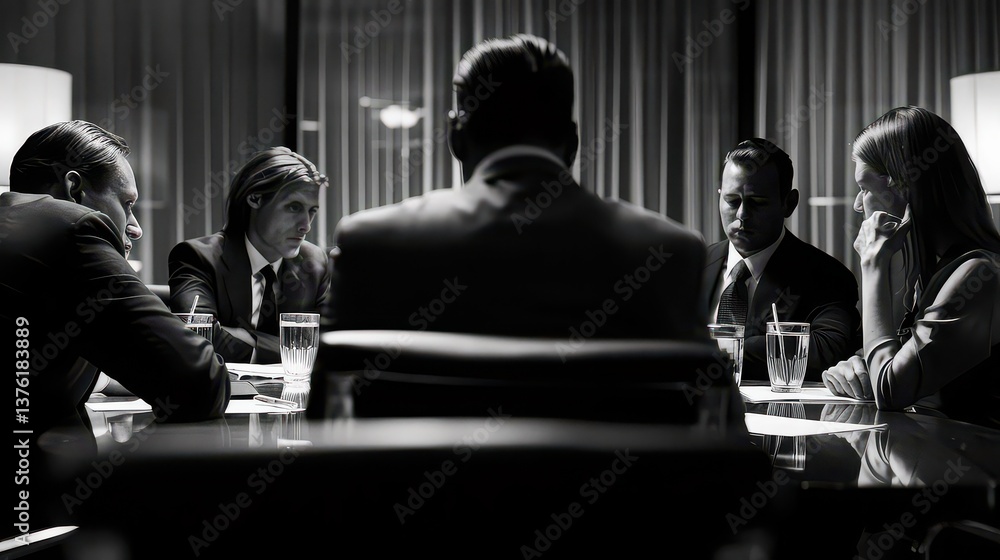Business team in a meeting room brainstorming on a whiteboard Business team in a meeting room brainstorming on a whiteboard