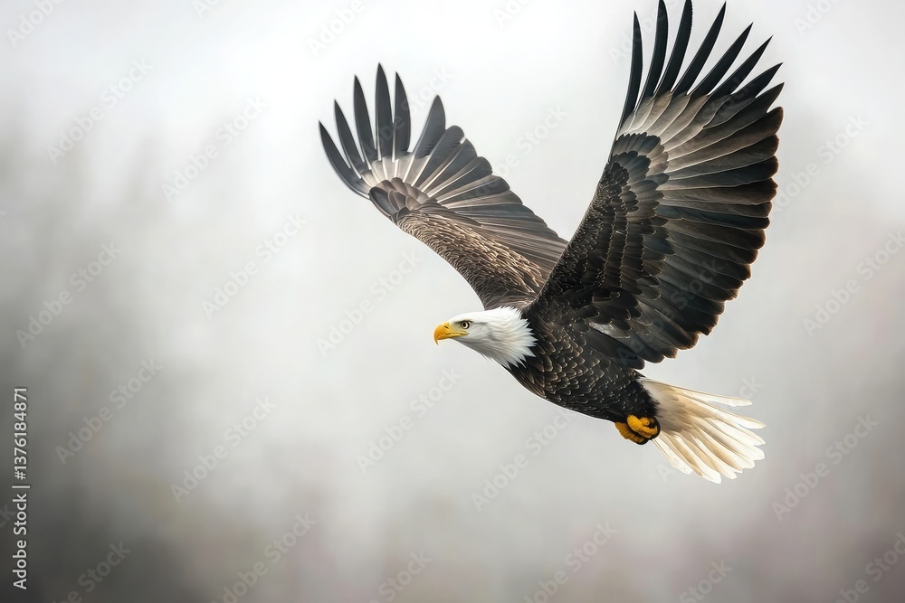 Obraz premium soaring eagle in the sky with cursive motivational phrase over the image