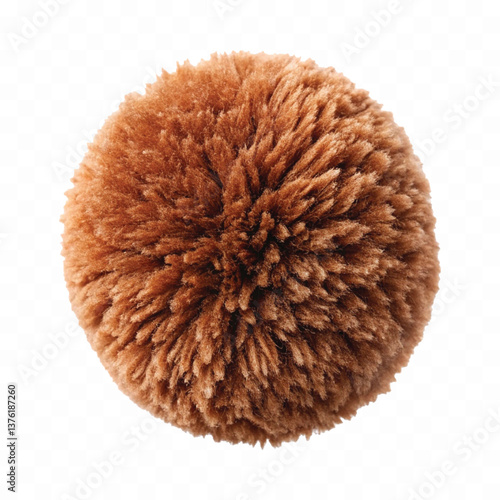 realistic fluffy ball, fur pom-pom isolated on white background
