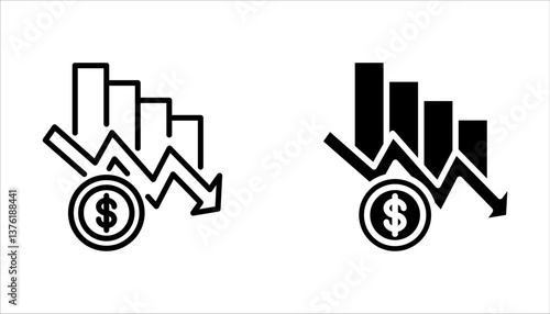 Deflation icon set. Economic crisis symbol. Vector illustration for web design. isolated on white background.