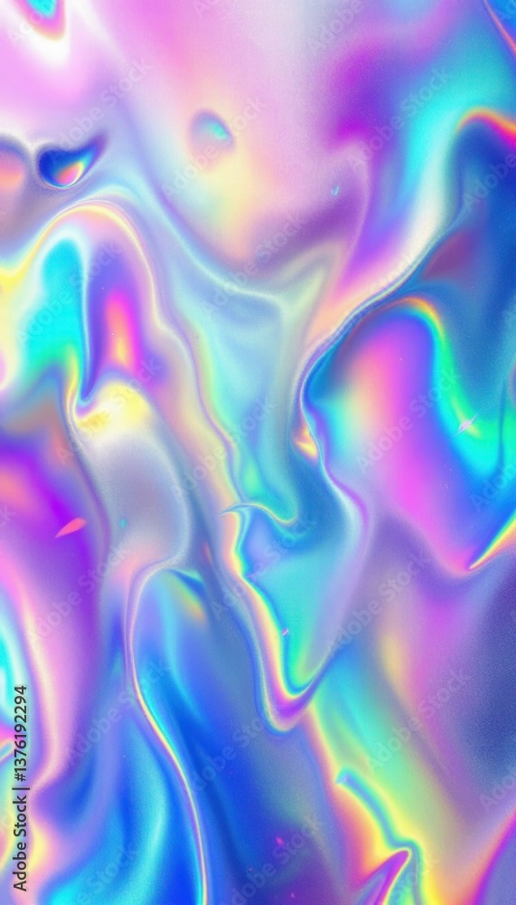 Obraz premium A mesmerizing holographic abstract background featuring an iridescent texture that shifts and shimmers like a rainbow-colored foil, as if a hologram 