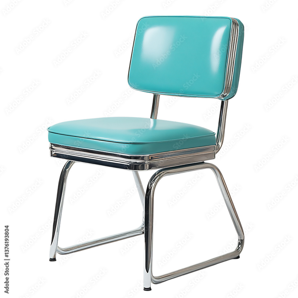 Retro Teal Vinyl Diner Chair with Chrome Frame PNG Image Retro Teal Vinyl Diner Chair with Chrome Frame PNG Image