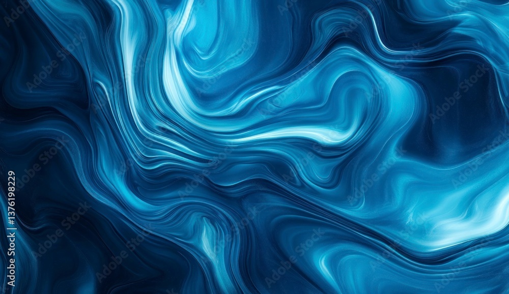 Naklejka premium Abstract Blue Swirls Background Texture with Dynamic Fluid Flow Effect