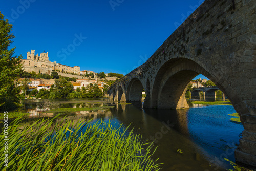 Obraz na płótnie Sankt Nazaire Kathedrale, Pont Vieux, Beziers, Frankreich, Langu w salonie