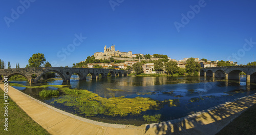 Obraz na płótnie Sankt Nazaire Kathedrale, Pont Vieux, Beziers, Frankreich, Langu w salonie