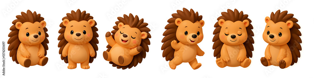 Adorable Hedgehog Squad: A charming gathering of hedgehogs, each displaying a unique pose, offering a delightful view. Adorable Hedgehog Squad: A charming gathering of hedgehogs, each displaying a unique pose, offering a delightful view.