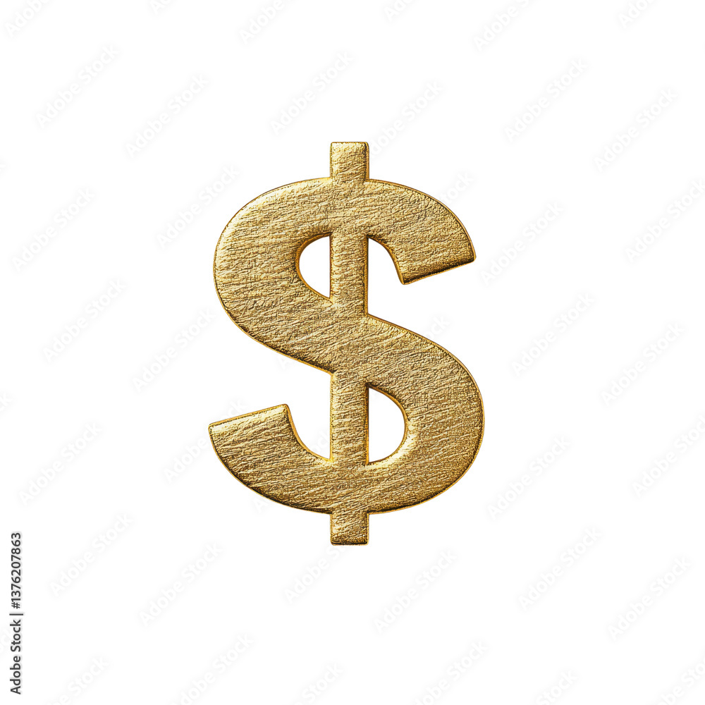 Obraz premium Golden dollar sign symbolizing wealth and financial success. transparent background.