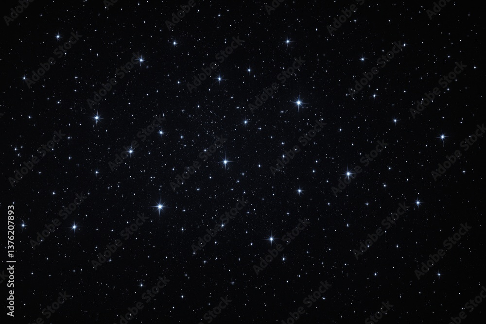 Fototapeta premium Numerous bright stars twinkling in the dark night sky create a captivating cosmic scene, inviting wonder and inspiration from the vastness of the universe and its celestial beauty