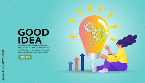 Great idea is in form of a light bulb. business, growth, study, learn.