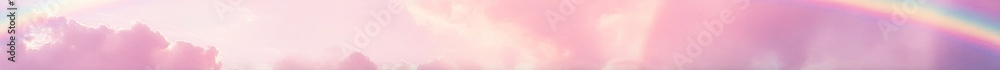Dreamy pastel sky with ethereal clouds and a faint rainbow arc overhead Dreamy pastel sky with ethereal clouds and a faint rainbow arc overhead
