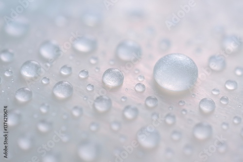 Wallpaper Mural Numerous water droplets, varying in size, glisten on a smooth, reflective surface, creating an intricate, textured pattern that captures the interplay of light and liquid Torontodigital.ca