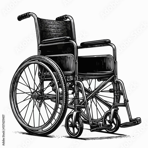 Detailed vector illustration of a wheelchair representing mobility and independence