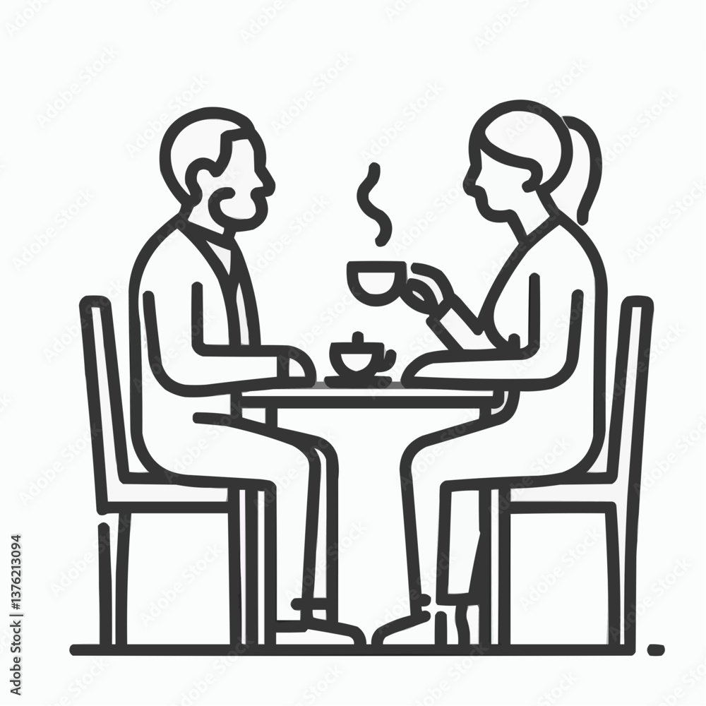 Elderly couple enjoying tea together at a table in a nursing home setting Elderly couple enjoying tea together at a table in a nursing home setting