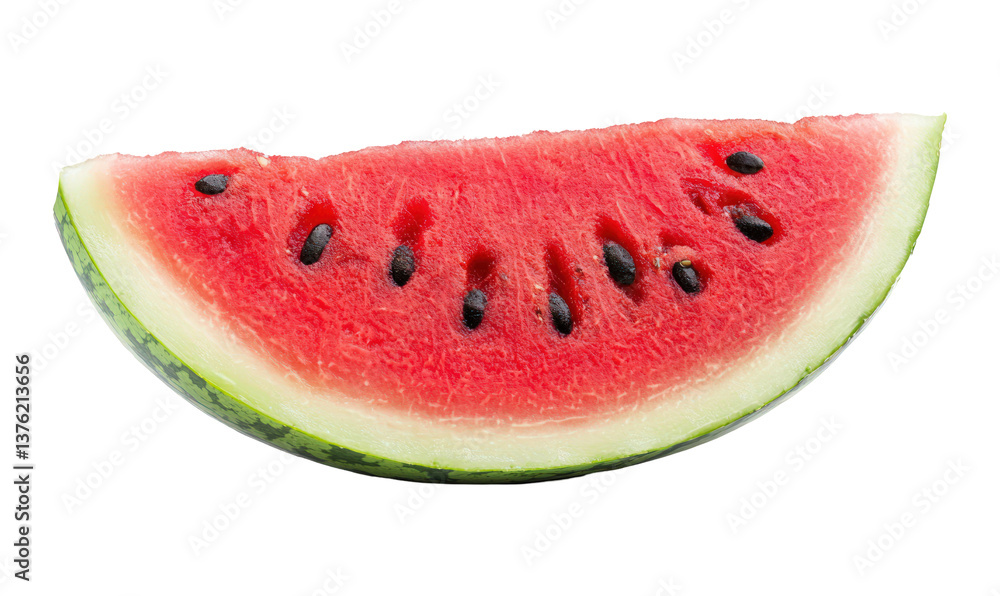 Watermelon slice isolated on transparent background, cut to reveal fresh fruit Watermelon slice isolated on transparent background, cut to reveal fresh fruit