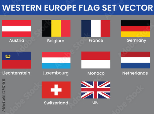 Editable Western Europe Flag Bundle Set Vector Design