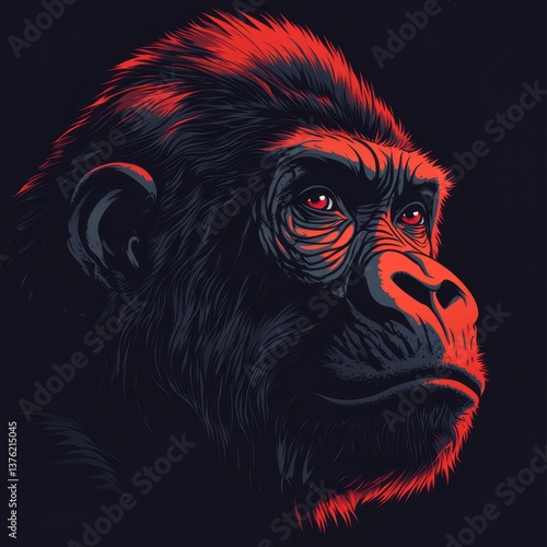 Wallpaper Mural Majestic gorilla portrait with striking red highlights showcasing animal beauty and power Torontodigital.ca