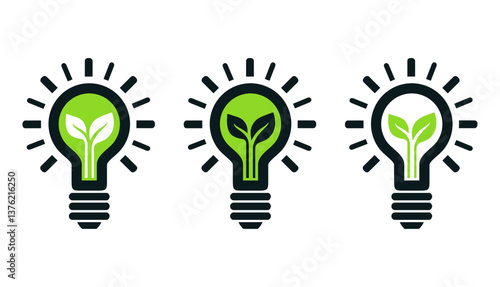  Lightbulb with a plant, signifying eco-friendly energy production and innovation.