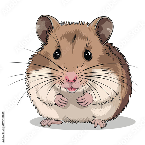 Cute Cartoon Hamster Posing Against a Light Gray Background