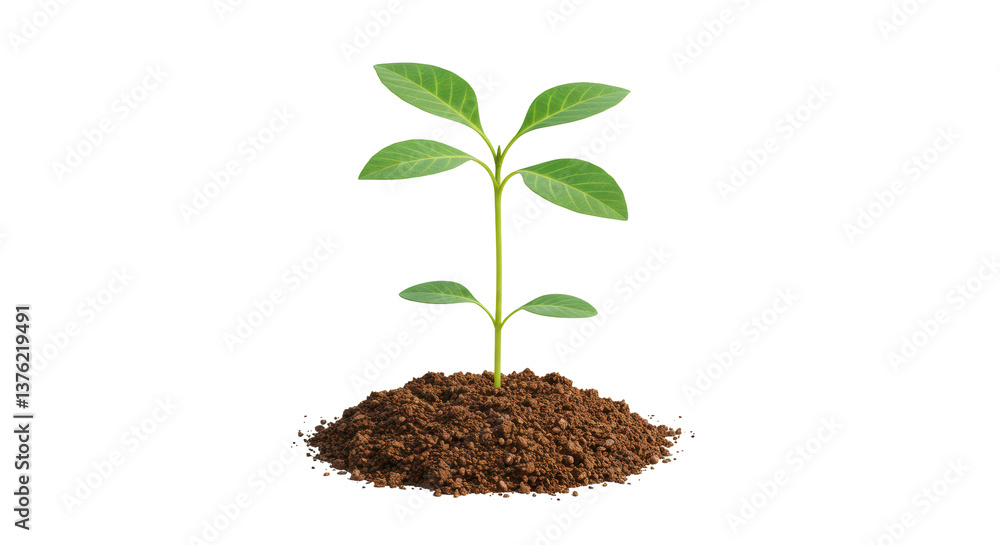 Isolated Small Plant in Soil Isolated Small Plant in Soil