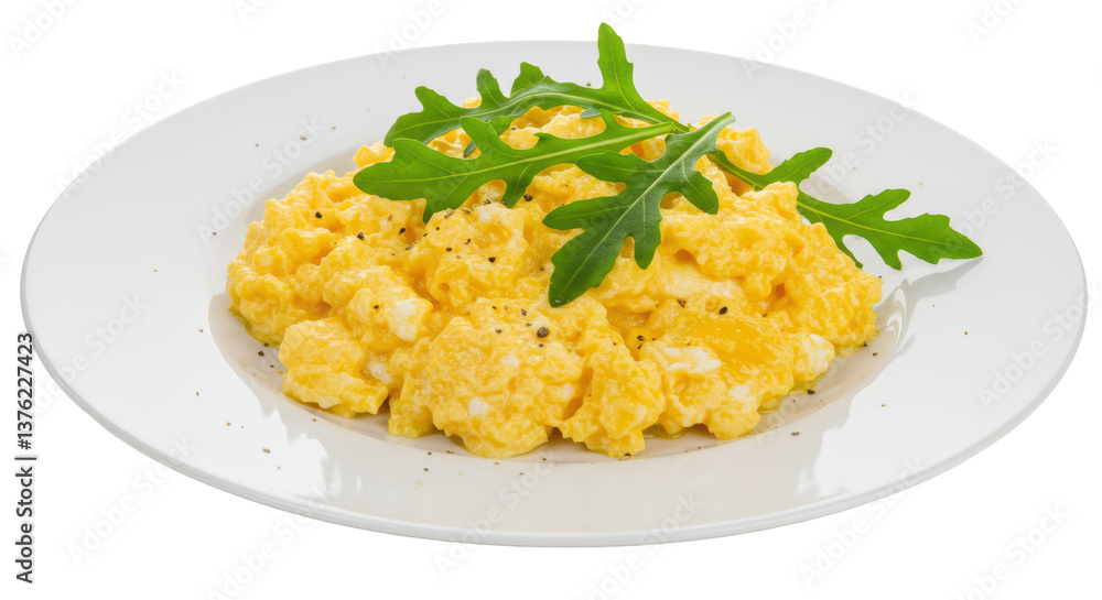 Isolated Scrambled Eggs on Plate Isolated Scrambled Eggs on Plate