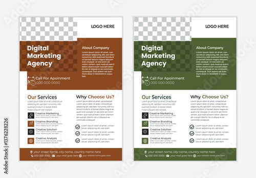 A4 flyer template layout brochure for creative corporate advertising editable vector business design, trendy geometric shape template print design.
