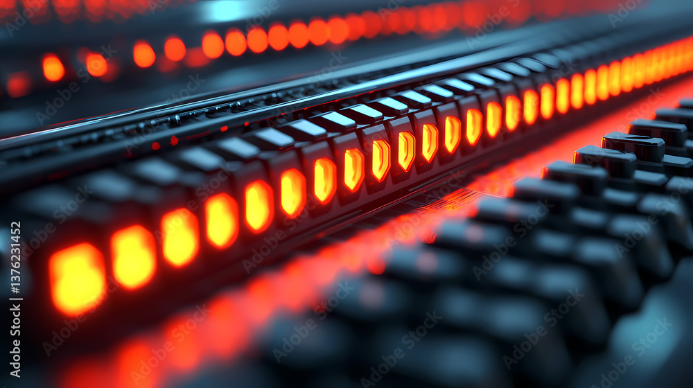 A close-up view of a futuristic interface with glowing orange lights and circuits, showcasing advanced technology and design. A close-up view of a futuristic interface with glowing orange lights and circuits, showcasing advanced technology and design.
