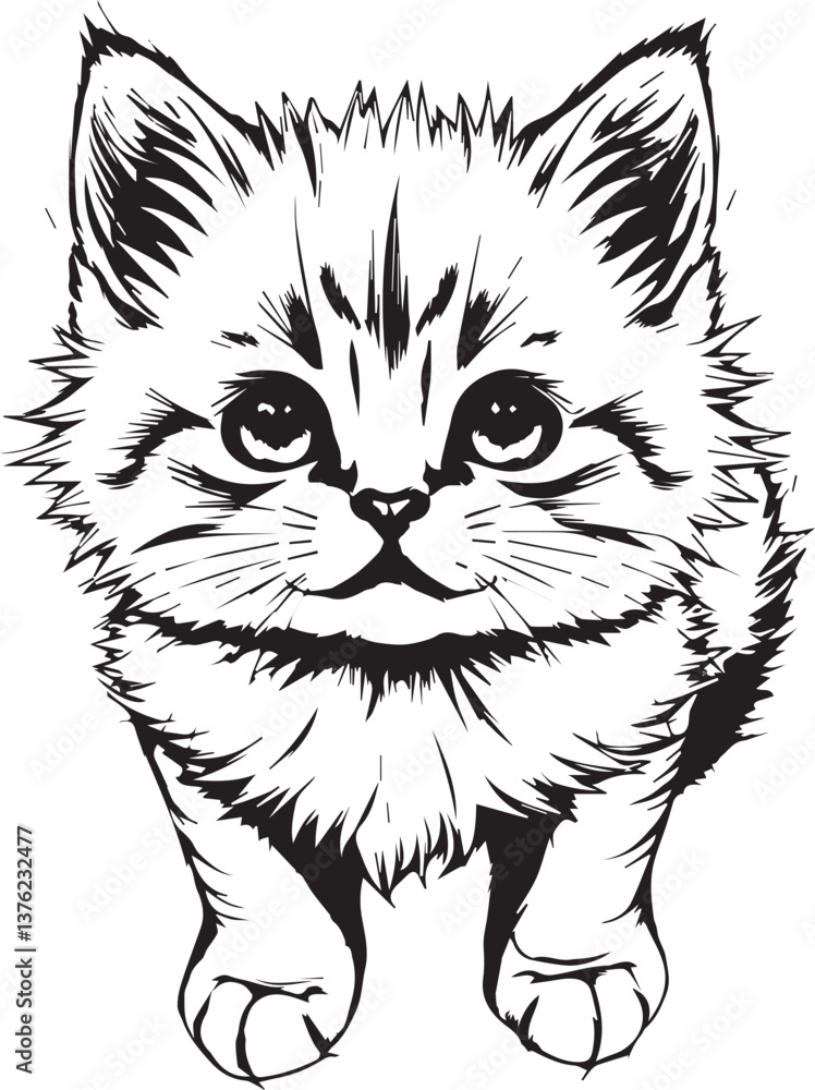Obraz premium Cute kitten. Hand drawn vector illustration