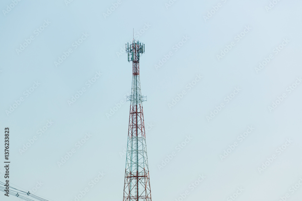 Mobile phone signal tower with sky background Mobile phone signal tower with sky background