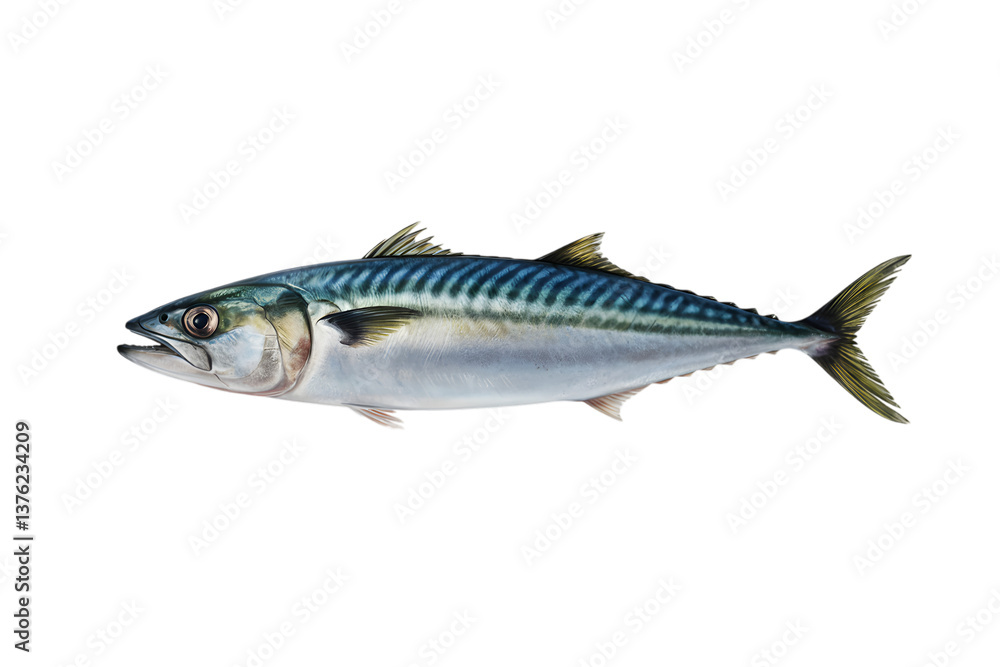 Atlantic Mackerel: A beautifully captured image of an Atlantic mackerel, showcasing its sleek, silver body, distinctive striped pattern, and the raw freshness of the ocean. Atlantic Mackerel: A beautifully captured image of an Atlantic mackerel, showcasing its sleek, silver body, distinctive striped pattern, and the raw freshness of the ocean.