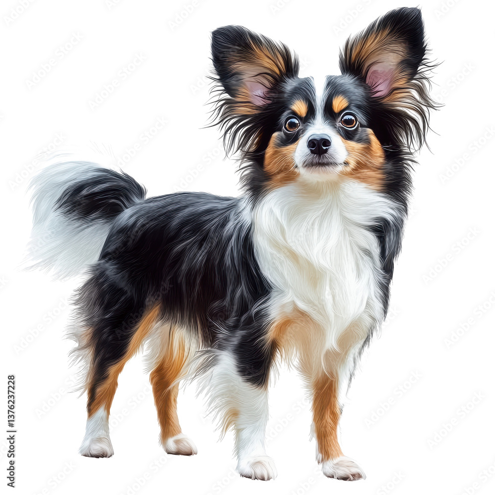 Realistic Papillon Dog Standing Proud Realistic Papillon Dog Standing Proud