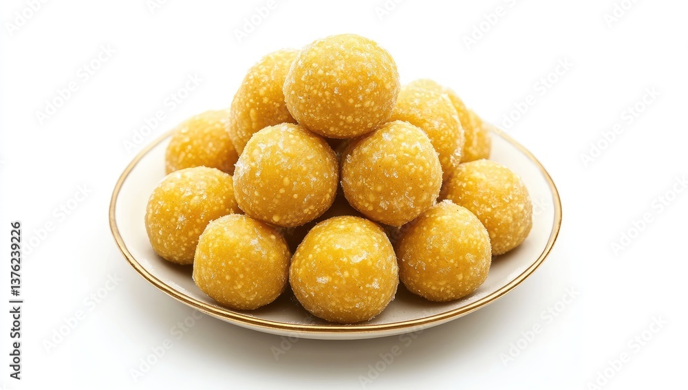 Stacked yellow sweet balls on a plate Stacked yellow sweet balls on a plate