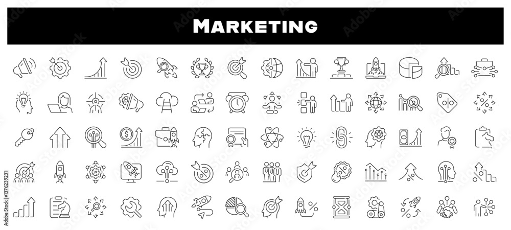 Marketing Icons Set. Marketing vector line icon collection. Content, Search, Strategies, E-commerce, SEO, Marketing related thin line icon collection. Editable stroke Marketing Icons Set. Marketing vector line icon collection. Content, Search, Strategies, E-commerce, SEO, Marketing related thin line icon collection. Editable stroke