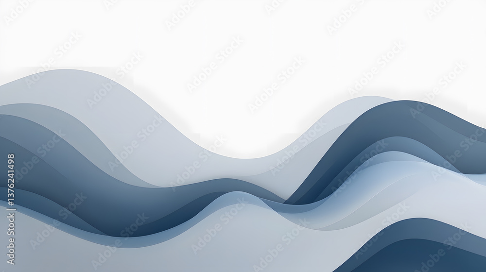 Obraz premium Abstract Blue Wavy Lines on White Background