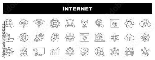 Internet Web Vector Outline Icon Set