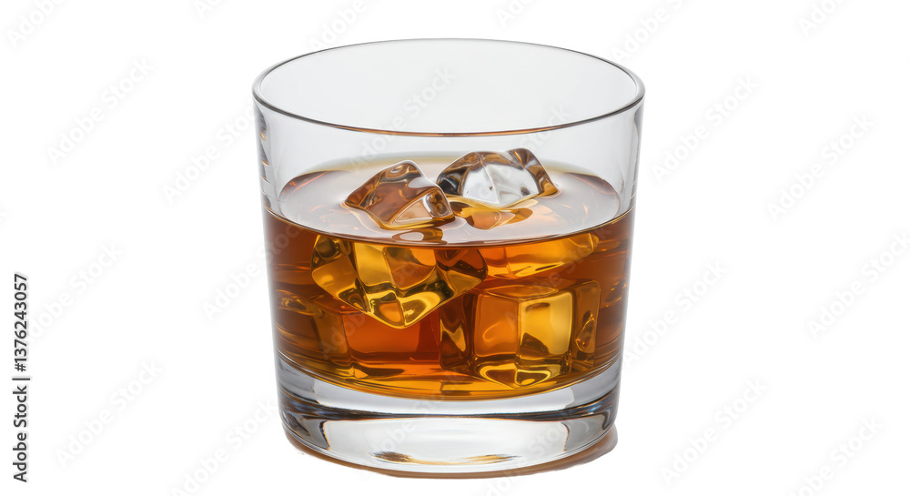 Isolated Whiskey Glass with Ice Isolated Whiskey Glass with Ice