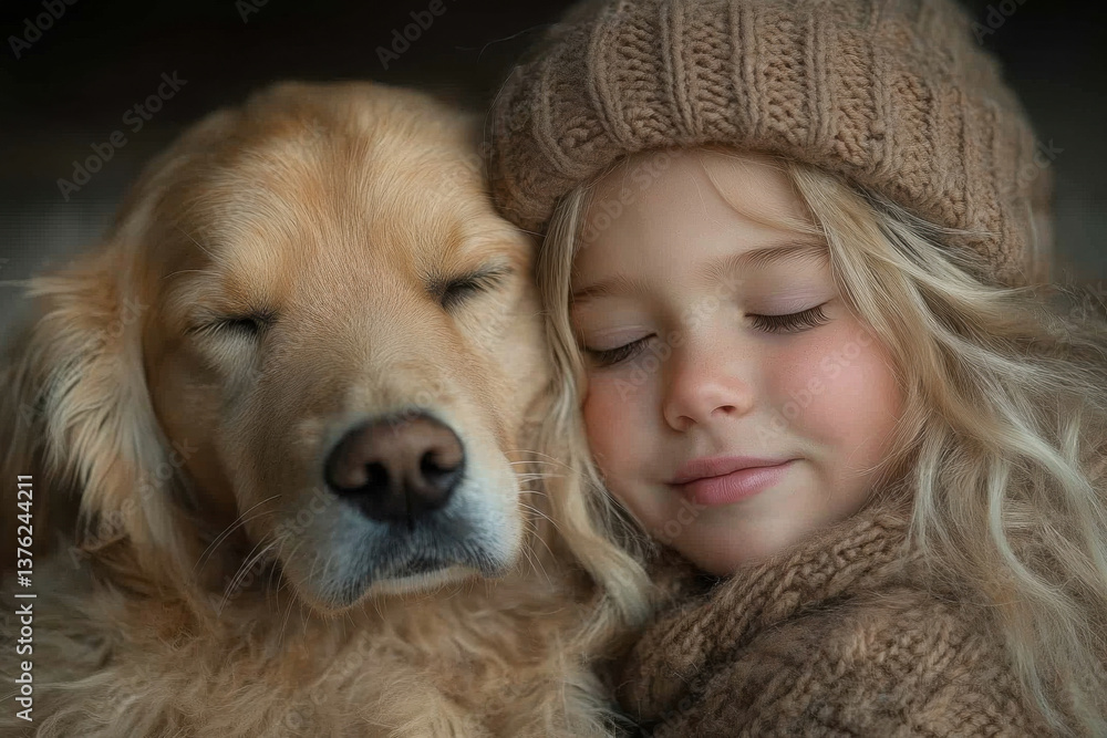 A girl is hugging a dog A girl is hugging a dog