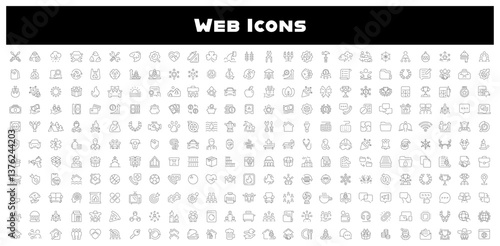 Web icon outline big set. Internet and digital service icons