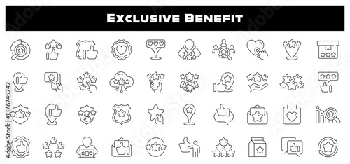 Exclusive benefit vector outline icon set. Special offer symbols