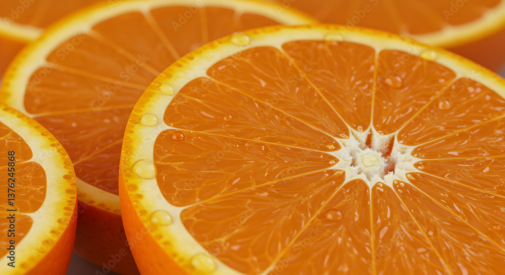 Vibrant close-up of juicy orange slices showcasing texture and freshness Vibrant close-up of juicy orange slices showcasing texture and freshness