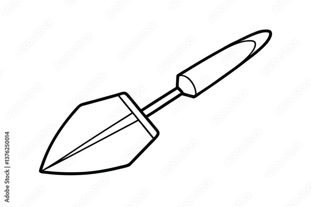 Fototapeta premium Gardening Trowel Tool Outline, Handheld Garden Spade
