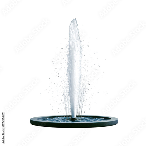 Elegant Water Fountain with Splashes and Circular Base in Isolated Background