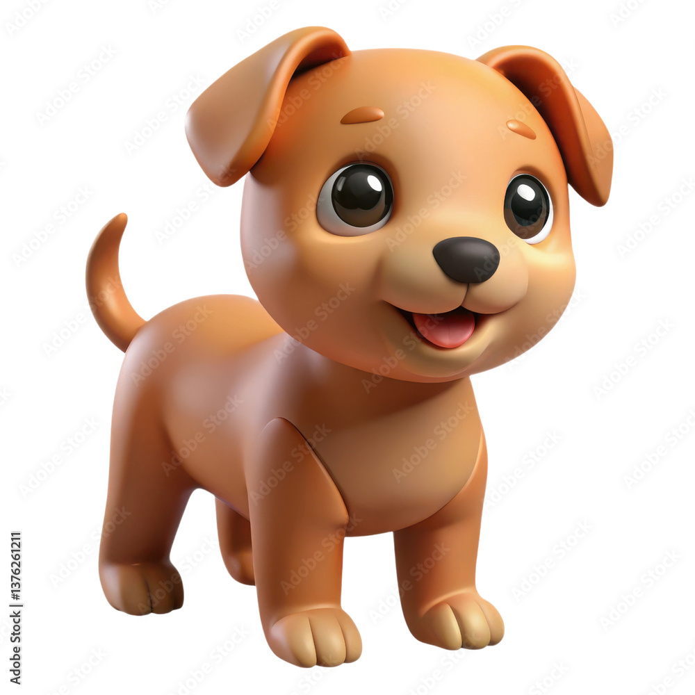 A cute, cartoonish puppy with a cheerful expression, large eyes, and a playful stance, illustration of 3d rendering. A cute, cartoonish puppy with a cheerful expression, large eyes, and a playful stance, illustration of 3d rendering.