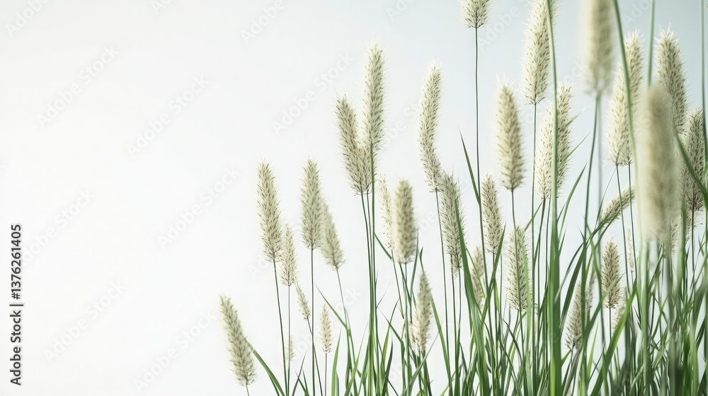 Fototapeta premium White Pampas Grass on White Background