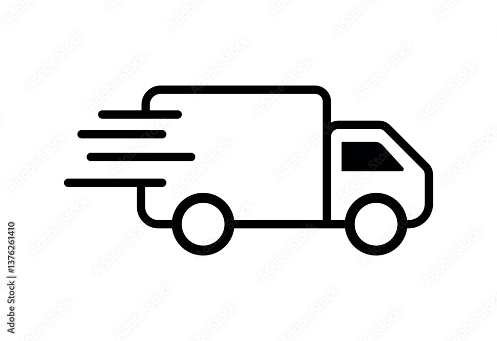 Fast shipping delivery truck icon, cargo van symbol, and delivery truck flat icon for use in apps and websites Fast shipping delivery truck icon, cargo van symbol, and delivery truck flat icon for use in apps and websites