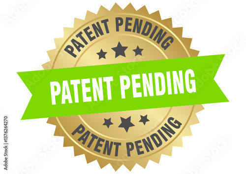 patent pending. patent pending round green and gold label isolated on transparent background