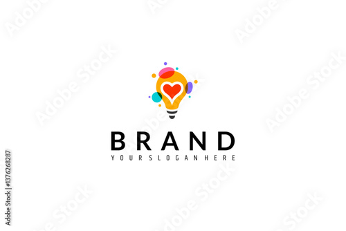Free Download bulb logo with combination with love heart in colorful flat design - GFXLoad