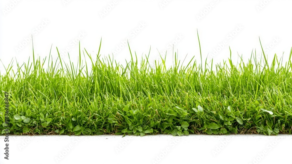 Lush Green Grass Border on White Background Lush Green Grass Border on White Background