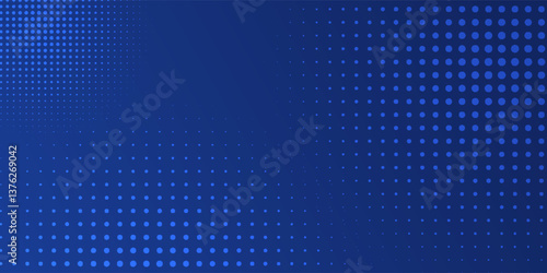 blue halftone pattern. Retro comic gradient background. Bright blue pixelated dotted texture overlay. Cartoon pop art faded gradient pattern